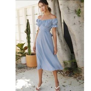 ✨NEW✨Off Shoulder Ruched Bust Tie Back Dress